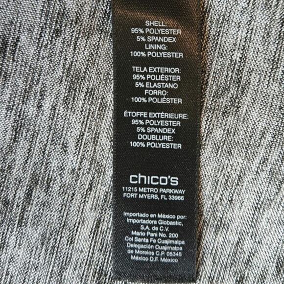 Chico's Travelers Stretchy Blouse Shiny Silver 3/4 Sleeve Women's 1 ( Medium ) - Picture 6 of 8